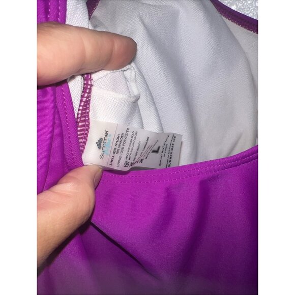 Summer Mac Purple Lined bathing suit one piece size Large Built In Bra - Picture 6 of 7